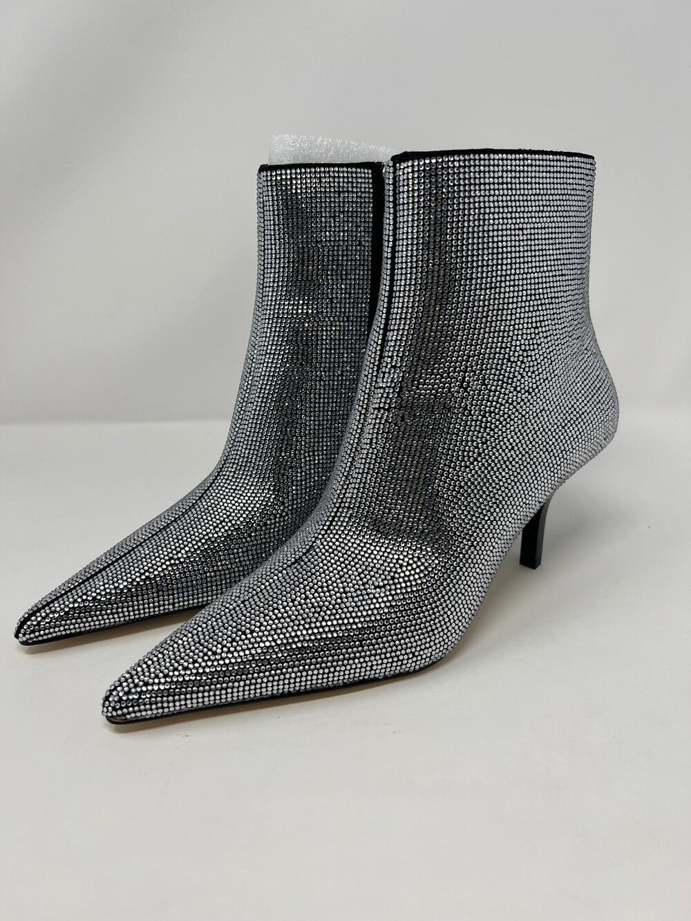 Michael Kors Women's 7.5 Selina Black Crystals Leather Ankle Boots
